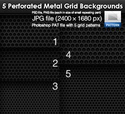 PS图案－5个金属网格背景：5 Perforated Metal Grid Backgrounds